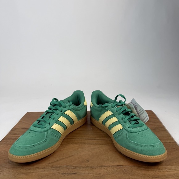 New Womens Adidas Breaknet Sleek Green Yellow Gum Leather Low Sneakers Size 7.5 - Picture 5 of 8